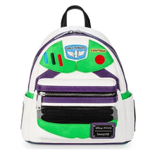 Sac à dos scolaire toy story mini buzz lightyear blanc vert violet avec patchs brodés et détails en cuir synthétique