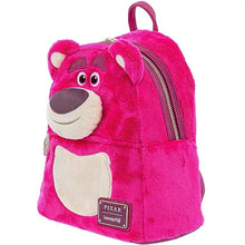 Sac à dos scolaire toy story avec design lotso rose vif en matière pelucheuse avec détails brodés et patch crème