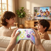 Manette turpow rgb sans fil blanche avec boutons rgb illuminés et grips texturés modèle 1025 2.4 ghz