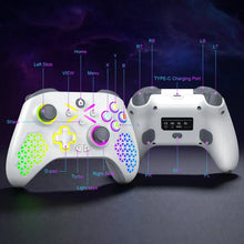 Manette turpow rgb 2.4 ghz modèle 1025 blanche avec boutons lumineux colorés et zones de prise texturées
