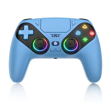 Manette sans fil turpow rgb bleue clair avec accents noirs et éclairage rgb coloré compatible ps5 et pc