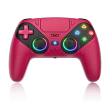 Manette sans fil turpow rgb rose vif avec accents noirs led arc-en-ciel et boutons illuminés compatible ps5 et pc