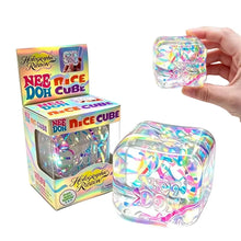 Cube clair en néedoh rempli de ruban holographique coloré jouet sensoriel à presser jouet sensoriel needoh