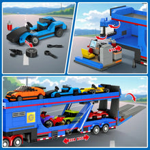 Set construction camion transporteur avec 7 voitures