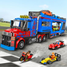 Set construction camion transporteur avec 7 voitures
