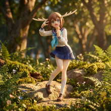 Figurine shikanoko noko de fille en uniforme scolaire avec bois de cerf blanche et jupe marine 18 cm deer friend nokotan