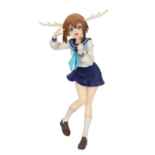 Figurine shikanoko noko de 18 cm d une jeune fille en uniforme marin bleu avec bois de cerf et chaussures marron
