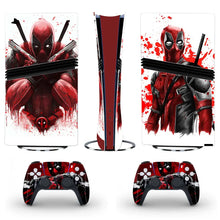 Skin ps5 pro deadpool rouge et noir avec design personnage emblématique et manettes assorties pour console ps5 pro