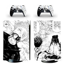 Skin ps5 digital jujutsu kaisen manga en noir et blanc pour console et manette avec art manga détaillé