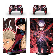 Skin ps5 digital jujutsu kaisen manga rouge et noire avec artwork personnage pour console et manettes