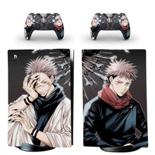 Skin ps5 digital jujutsu kaisen manga noir avec décalcomanies personnage anime cheveux roses et motifs squelettes