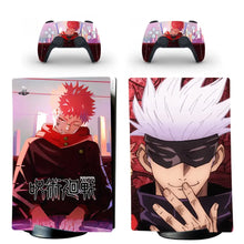 Skin ps5 digital jujutsu kaisen manga avec console et manettes dualsense décorées de personnages colorés