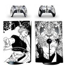 Skin ps5 digital jujutsu kaisen manga en noir et blanc avec dessins linéaires pour console et manette dualsense