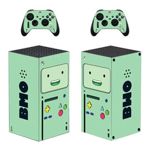 Skin xbox series x mint vert bmo avec motifs gaming et decals personnages pour console et manettes xbox series