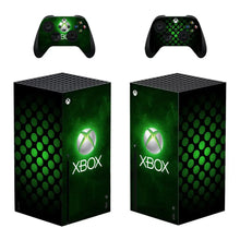 Skin xbox series x motifs gaming vert circulaire avec accents lumineux pour console et manettes xbox series