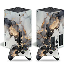 Skin xbox series x avec motifs décoratifs en marbre noir blanc et or pour console et manettes xbox series