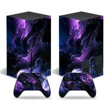 Skin xbox series x cosmic violet et bleu avec motifs colorés et manettes assorties pour console xbox series