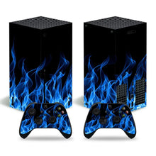 Skin xbox series x noir avec motifs flammes bleues vives pour consoles et manettes xbox series