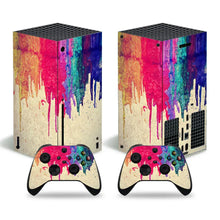 Skin xbox series x motifs décoratifs en aquarelle rose, bleu sarcelle et violet pour console et manettes xbox series x