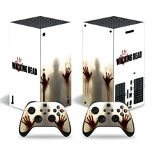 Skin xbox series x blanc avec decals sanglants sur console et manettes the walking dead motifs décoratifs
