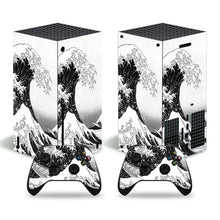 Skin xbox series x motifs décoratifs noirs et blancs inspirés de la grande vague de katsushika hokusai pour console et manettes xbox series