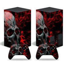 Skin xbox series s rouge et noir à motifs géométriques avec manettes assorties au design crane