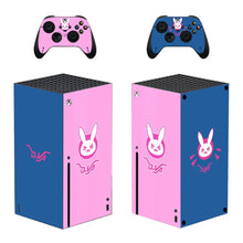 Skin xbox series x motifs gaming en rose et bleu avec decals personnage d.va de overwatch pour console xbox series