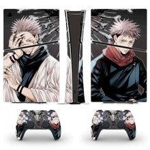 Ps5 slim digital skin noir avec decals jujutsu kaisen personnage anime cheveux roses os pour console et manettes