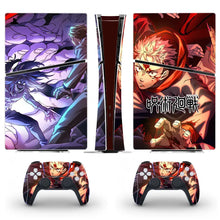 Ps5 slim digital avec skin jujutsu kaisen rouge violet noir pour console et manettes dualsense themed anime