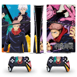 Skin PS5 Slim Digital sorciers manga et manettes