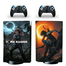 Skin ps5 standard tomb raider noir avec skins lara croft scènes jungle pour console et manettes ps5 standard