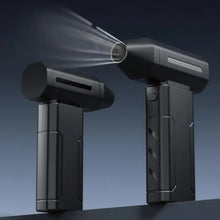 Souffleur anti-poussière silencieux noir à poignée texturée avec design angulaire et recharge rapide usb-c