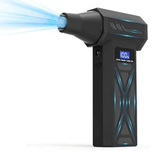 Souffleur anti-poussière silencieux noir avec turbo ventilateur à leds bleues et écran digital recharge rapide usb-c