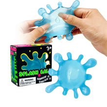 Balle anti-stress splash splatoon translucide bleue en forme de tache avec finition brillante et détail goutte pour magasins de jouets