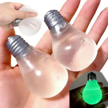 Boule anti-stress en gel translucide en forme d’ampoule lumineuse avec base métallique vendue en magasins de jouets