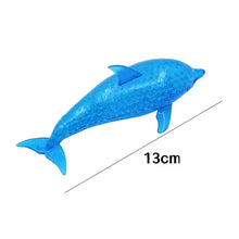 Figurine dauphin bleu translucide en plastique 13 cm squishy dauphin requin anti-stress avec billes gélifiées