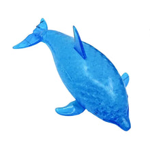 Figurine dauphin en plastique bleu translucide avec billes gélifiées et surface texturée pour squishy dauphin requin anti-stress