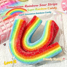 Jouet squishy ruban arc-en-ciel à étirer avec ruban arc-en-ciel en sucre coloré dans un emballage plastique clair