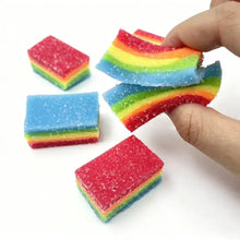 Jouet squishy ruban arc-en-ciel à étirer avec barres de bonbons gélifiés translucides et colorées en couches