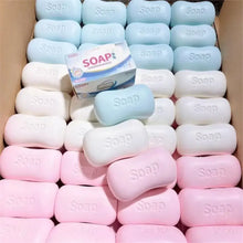 Rectangles de savon souple squishy savon souple à retour lent en pastel bleu clair blanc et rose avec le mot savon embossé