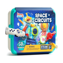 Kit stem klever kids space circuits en boîte bleu et teal avec composants plastiques colorés adapté aux enfants
