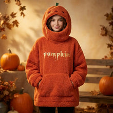Sweat à capuche citrouille orange en polaire pour femme avec coupe ample et tige cousue sur la capuche pour halloween