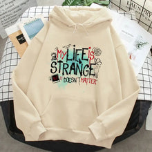 Sweatshirt à capuche beige avec imprimé coloré life is strange et capuche à cordon ajustable