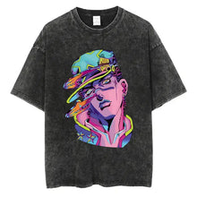 T-shirt manga aventures fantastiques en coton noir avec graphique coloré de jotaro kujo de jojo bizarre adventure
