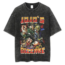 T-shirt manga aventures fantastiques en coton noir avec motif jojo’s bizarre adventure coloré et lettrage rouge-orange