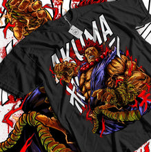 T-shirt street fighter noir en coton avec graphique vibrant du personnage akuma rouge et musclé pour arcade combat