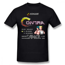 T-shirt contra konami noir en coton avec logo pixel art contra et deux personnages musclés pour confort optimal