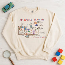 Sweatshirt unisexe crème en coton avec illustration colorée de plan battle plan unisexe en manches longues