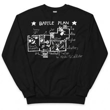 Sweatshirt noir en coton avec illustration style tableau noir d un battle plan unisexe avec tar glace et plumes