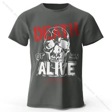 T-shirt coton doux homme gris foncé avec graphique tête de mort et texte men’s death vêtements graphiques